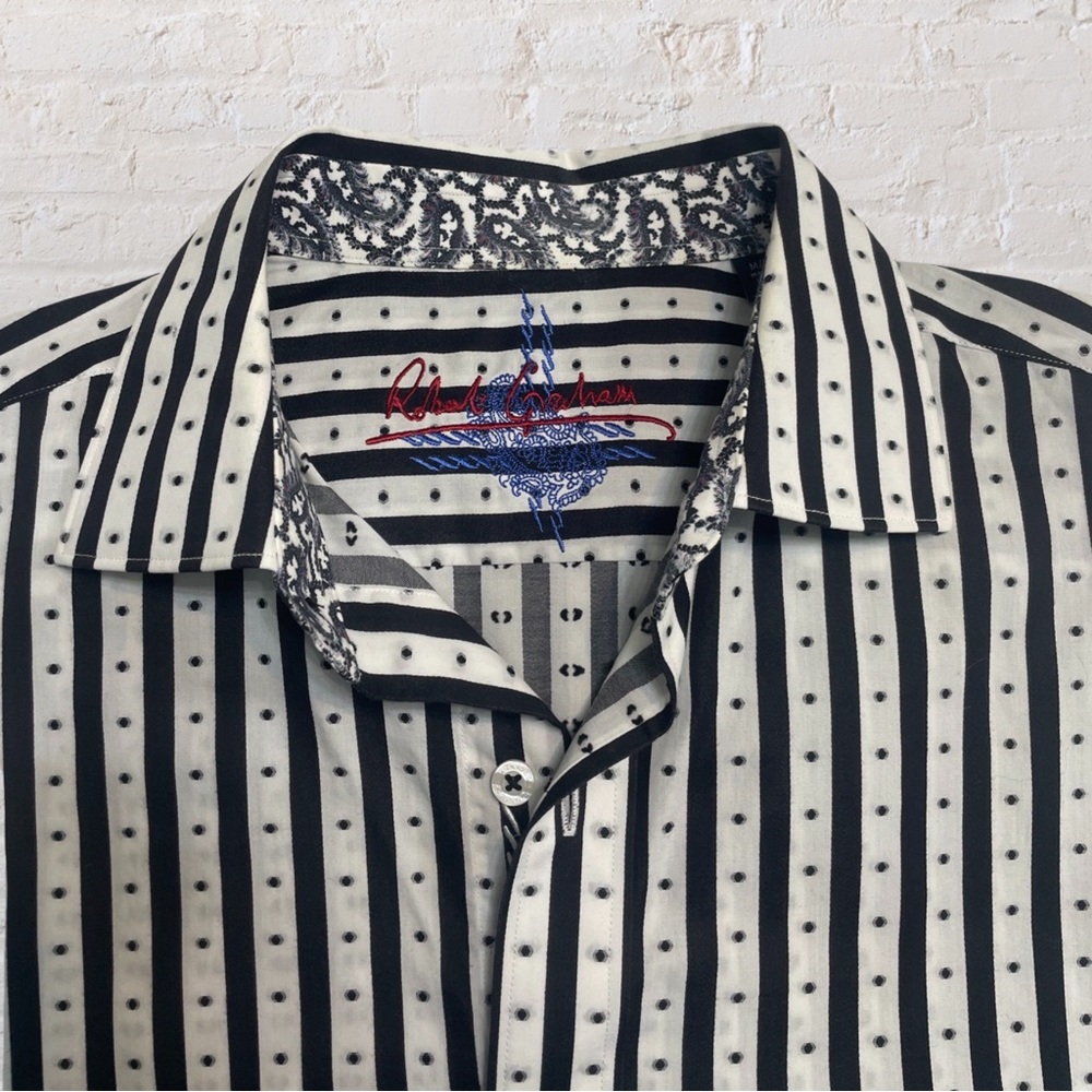 MENS Robert Graham black and white button up dress shirt size med